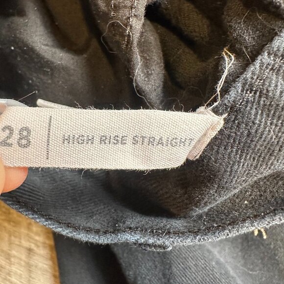 PacSun Coquette Rose Floral Embroidered Black High Rise Straight Jeans Size 28 - Picture 4 of 7